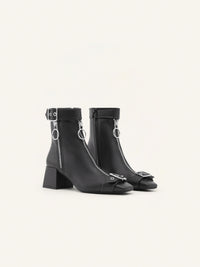 36pcs NEW / BOTTINES GOGO EN CUIR  - Black