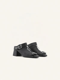 2pcs NEW / SABOTS MULES GOGO EN CUIR - Black