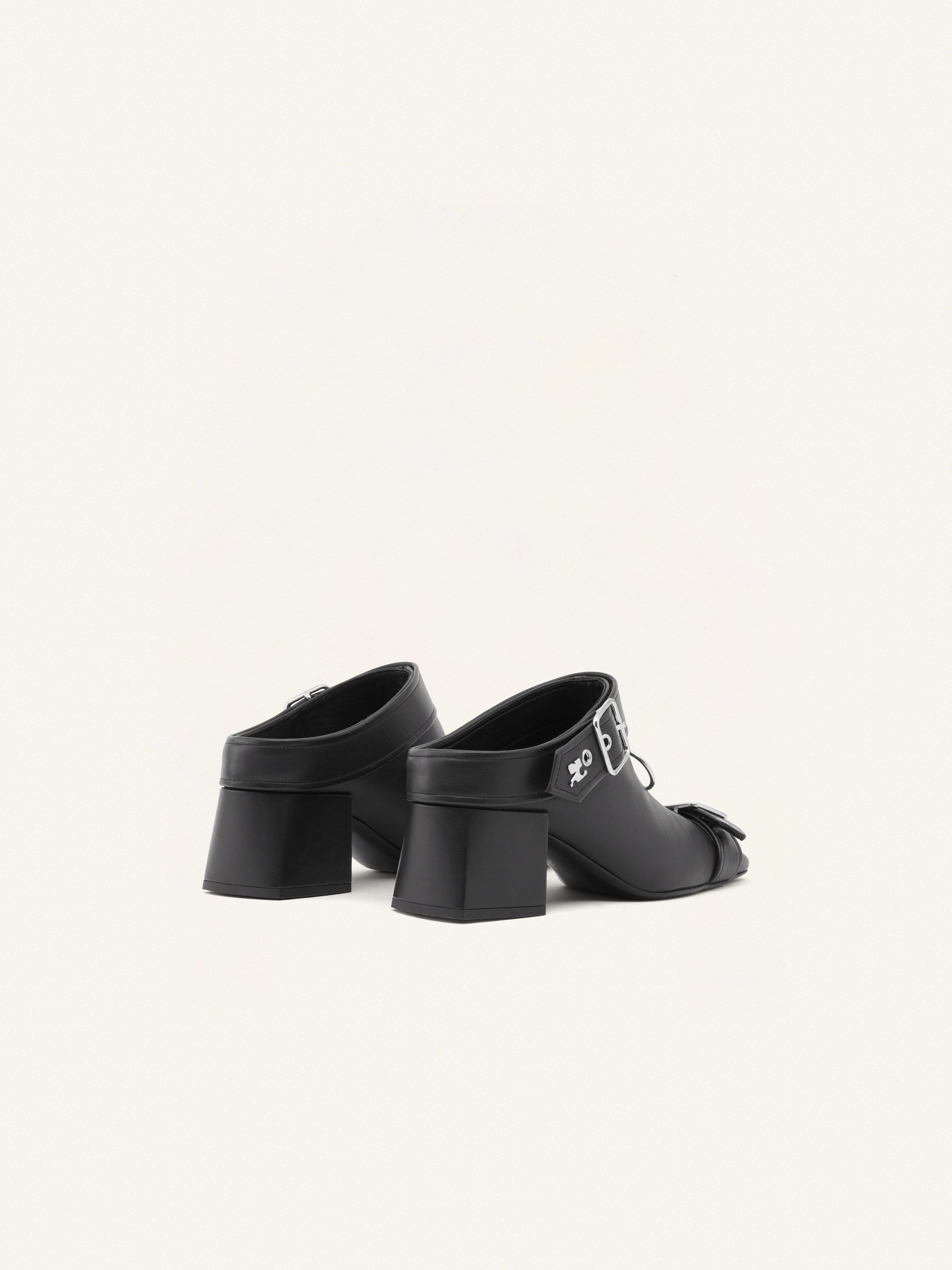 2pcs NEW / SABOTS MULES GOGO EN CUIR - Black