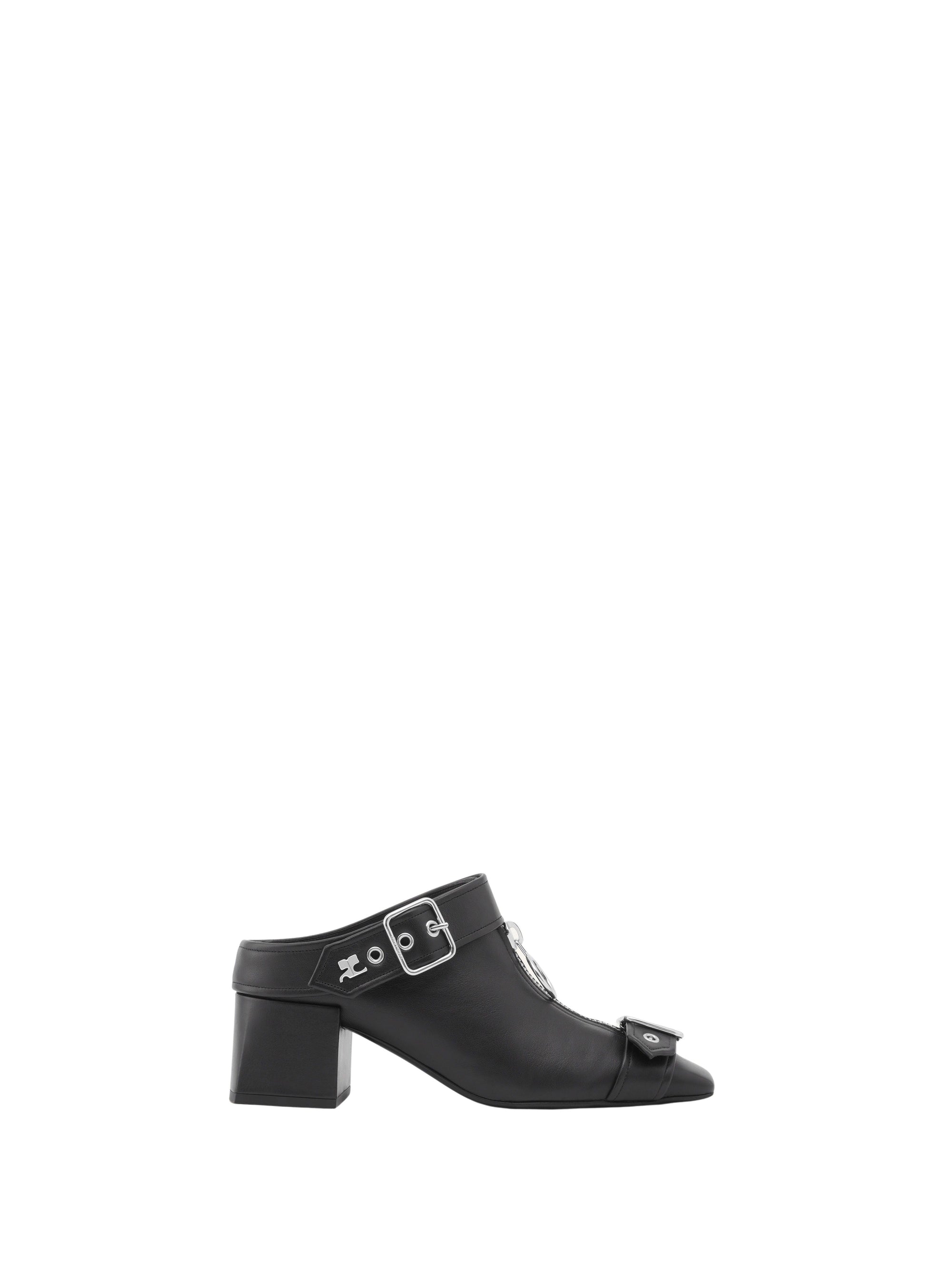 2pcs NEW / SABOTS MULES GOGO EN CUIR - Black
