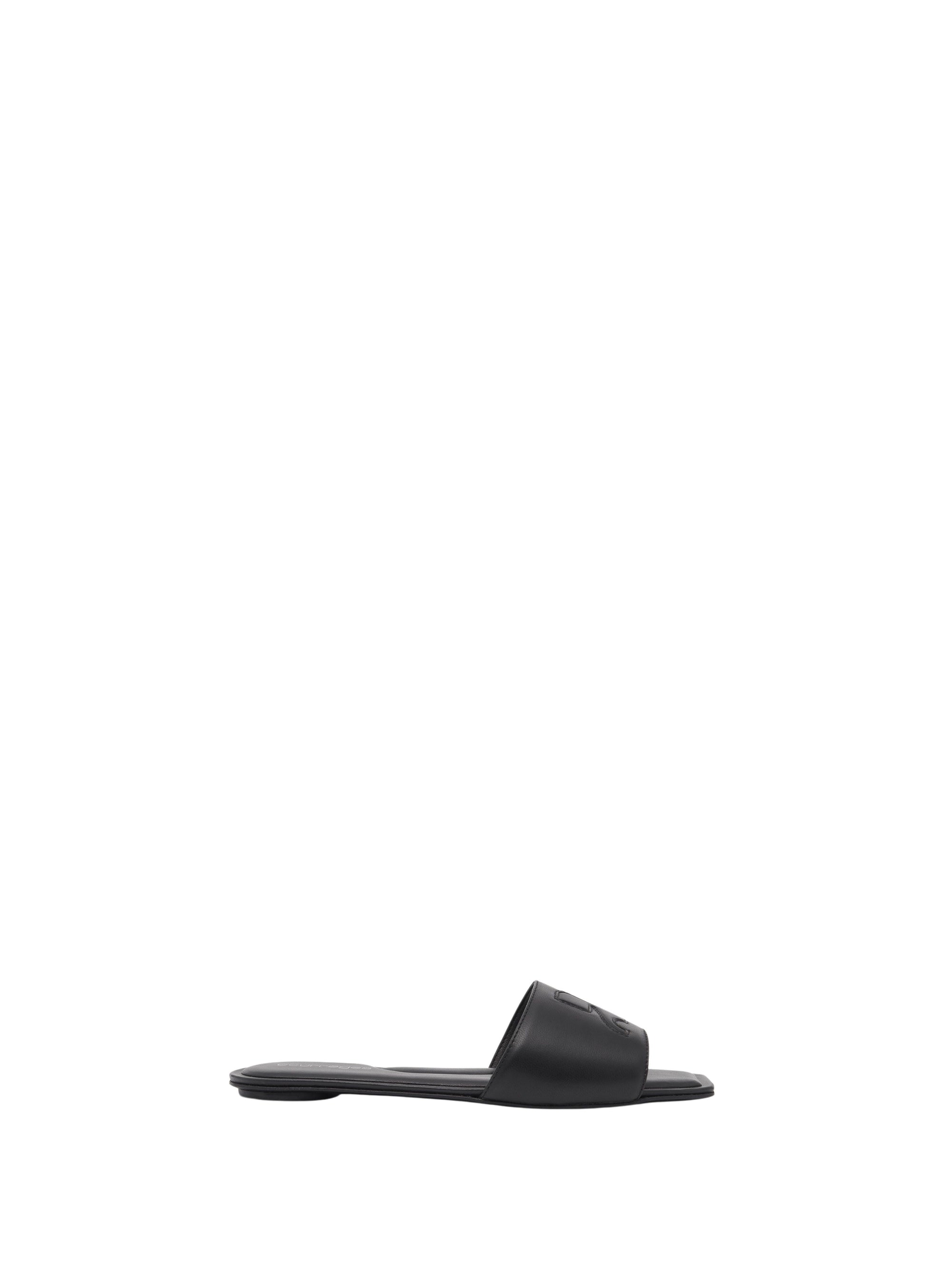 43pcs NEW / SANDALES PLATES EN CUIR - Black