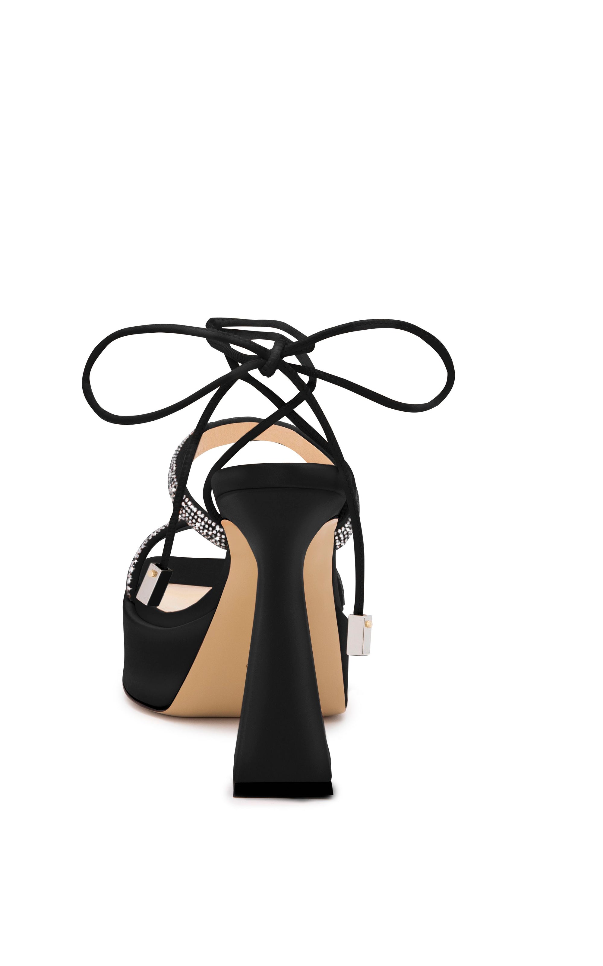 Devon 140 platform sandals in silk & rhinestone - Black