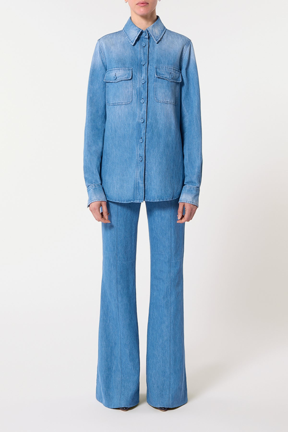 John Austin Shirt en cobalt goat daim