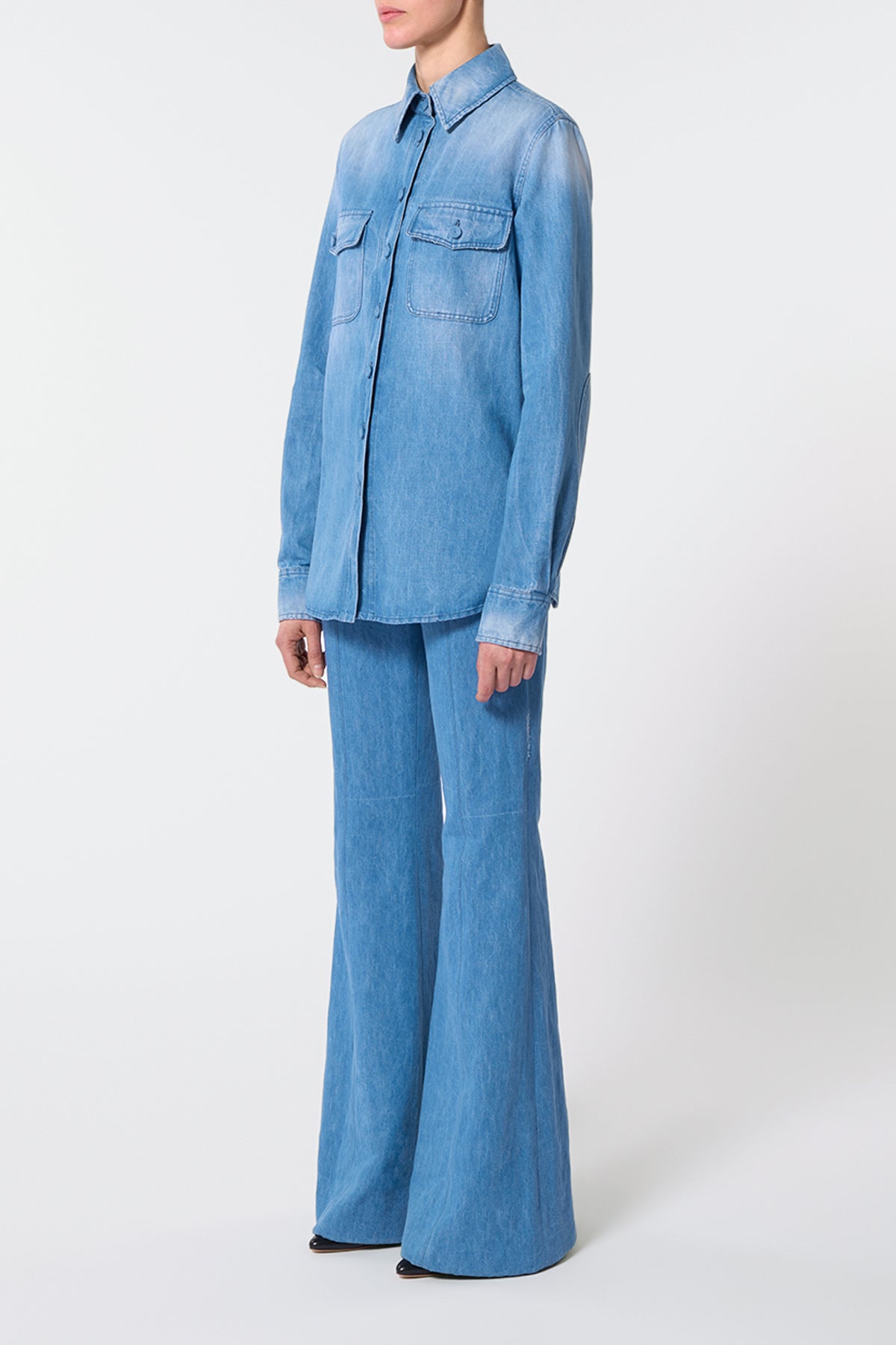 John Austin Shirt en cobalt goat daim