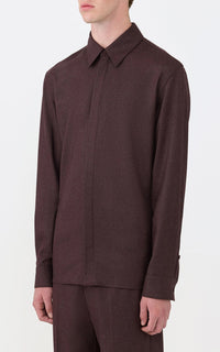 Burnt Sienna / Chemise Abbe en laine - Burnt Sienna