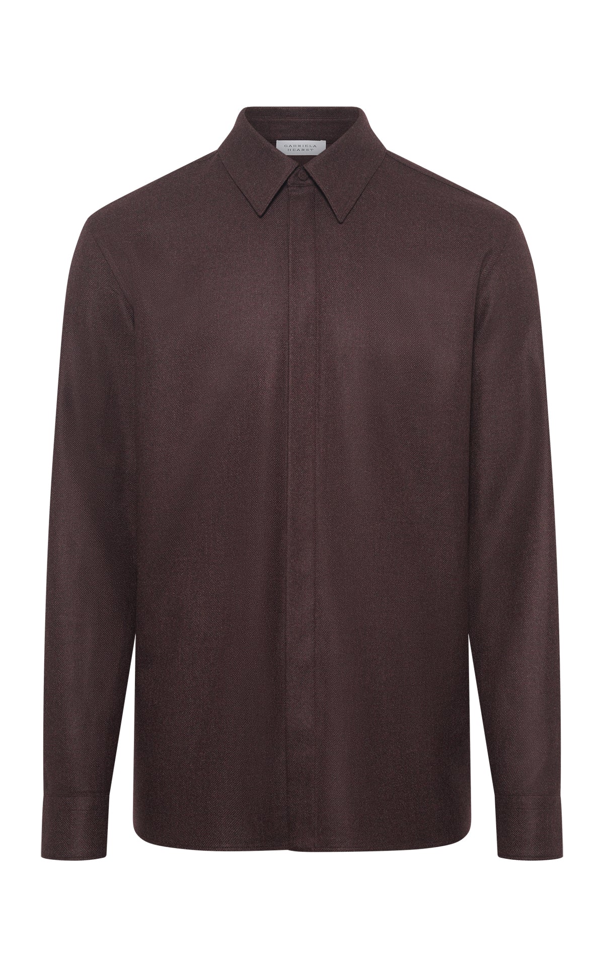 Abbe Shirt en terre de sienne brûlée laine cachemire flanelle