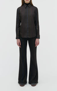 Charcoal Multi / Blouse Henri en soie - Charcoal Multi