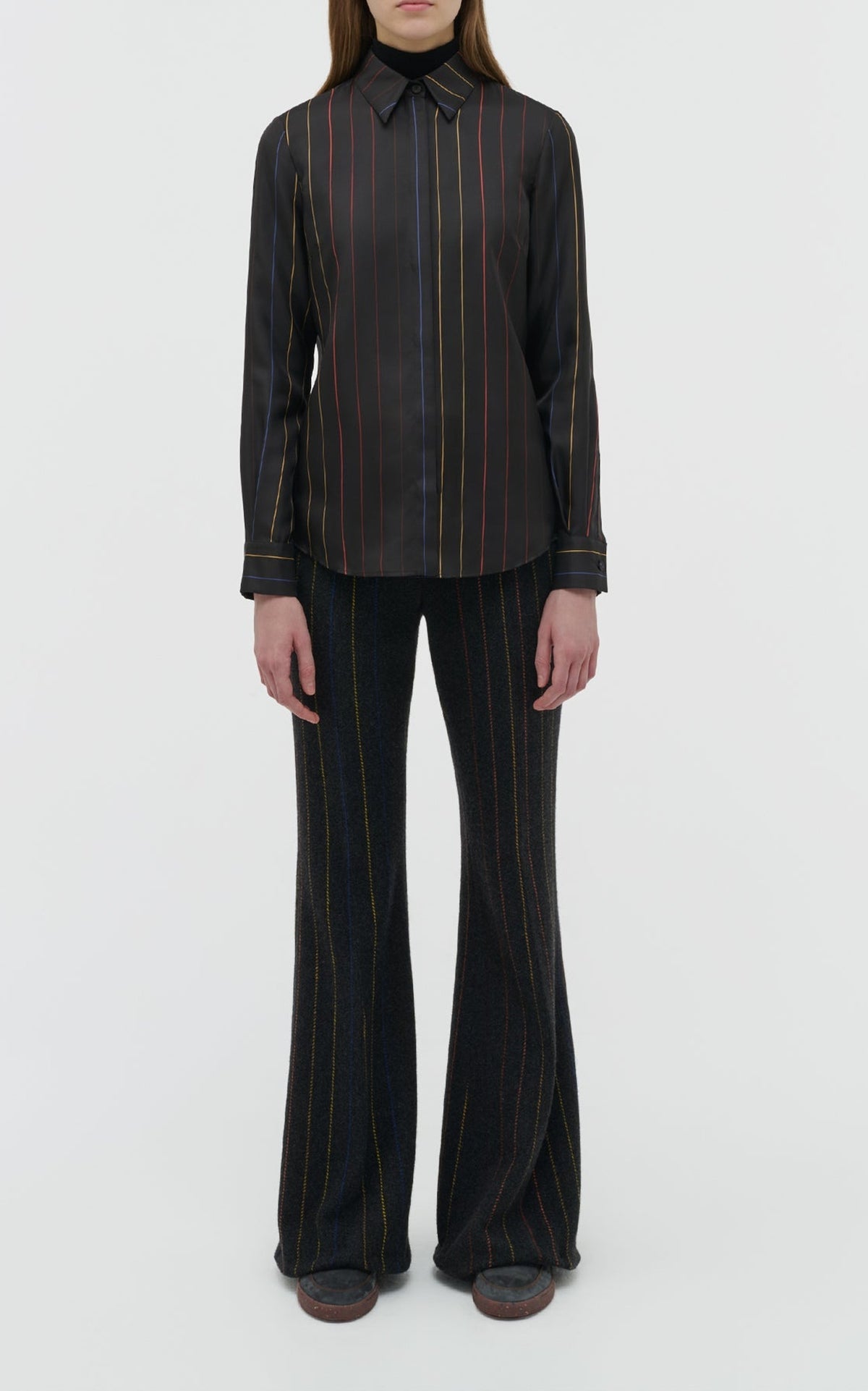 Charcoal Multi / Blouse Henri en soie - Charcoal Multi