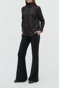 Charcoal Multi / Blouse Henri en soie - Charcoal Multi
