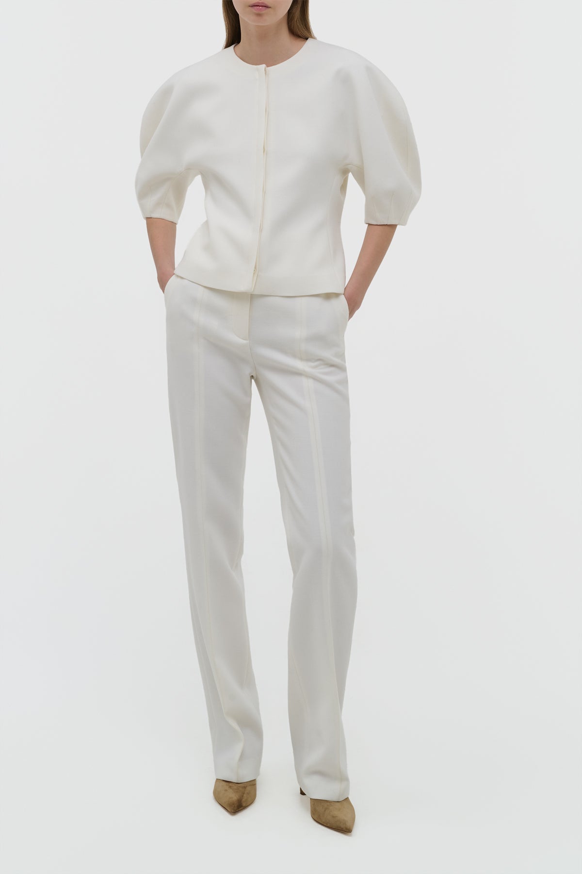 Waverly Top en ivoire eco soft laine drap de costume