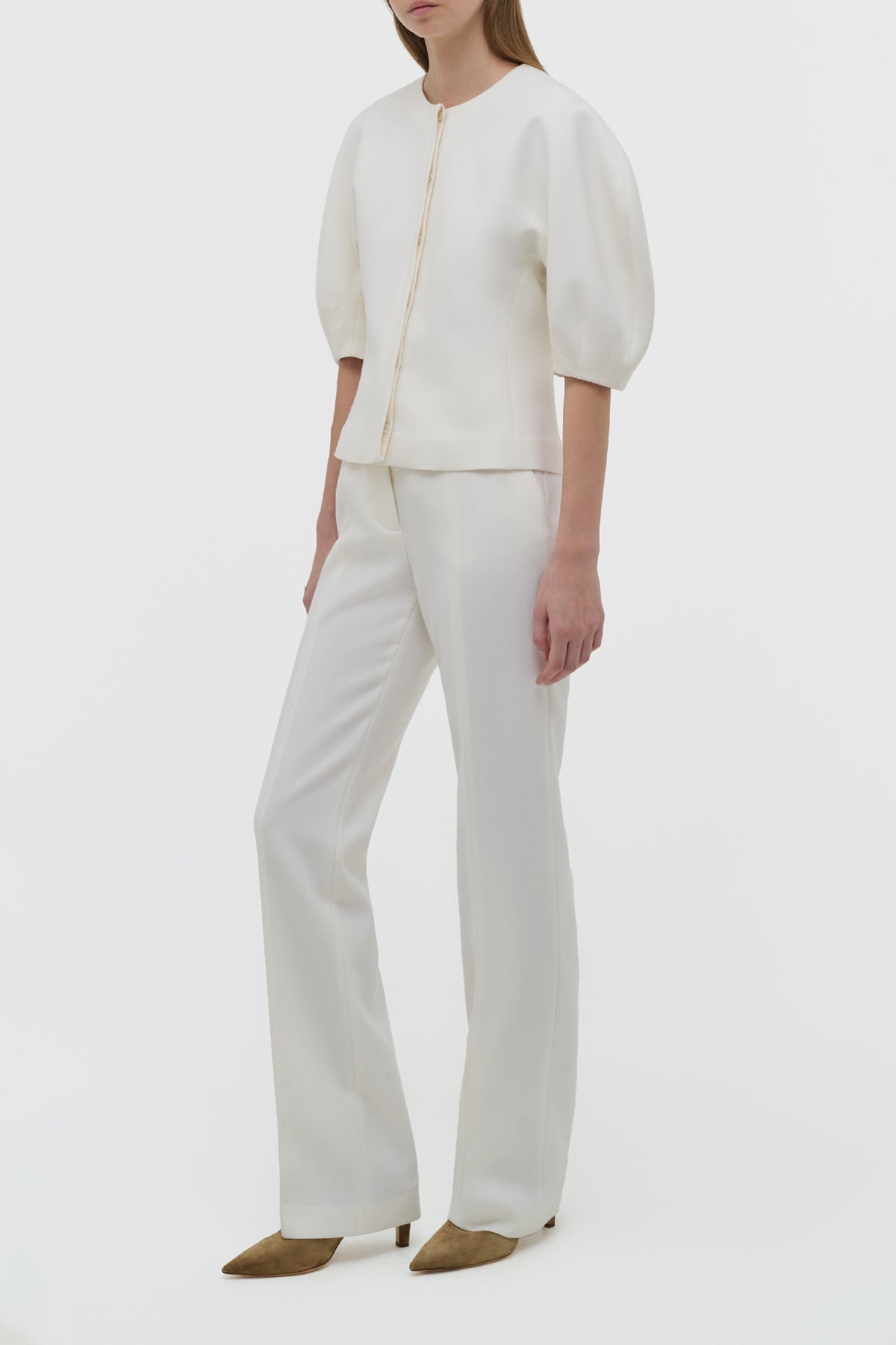 Waverly Top en ivoire eco soft laine drap de costume