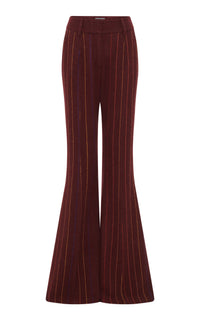 Rhein Pant en terre de sienne brûlée multicolore laine cachemire fines rayures