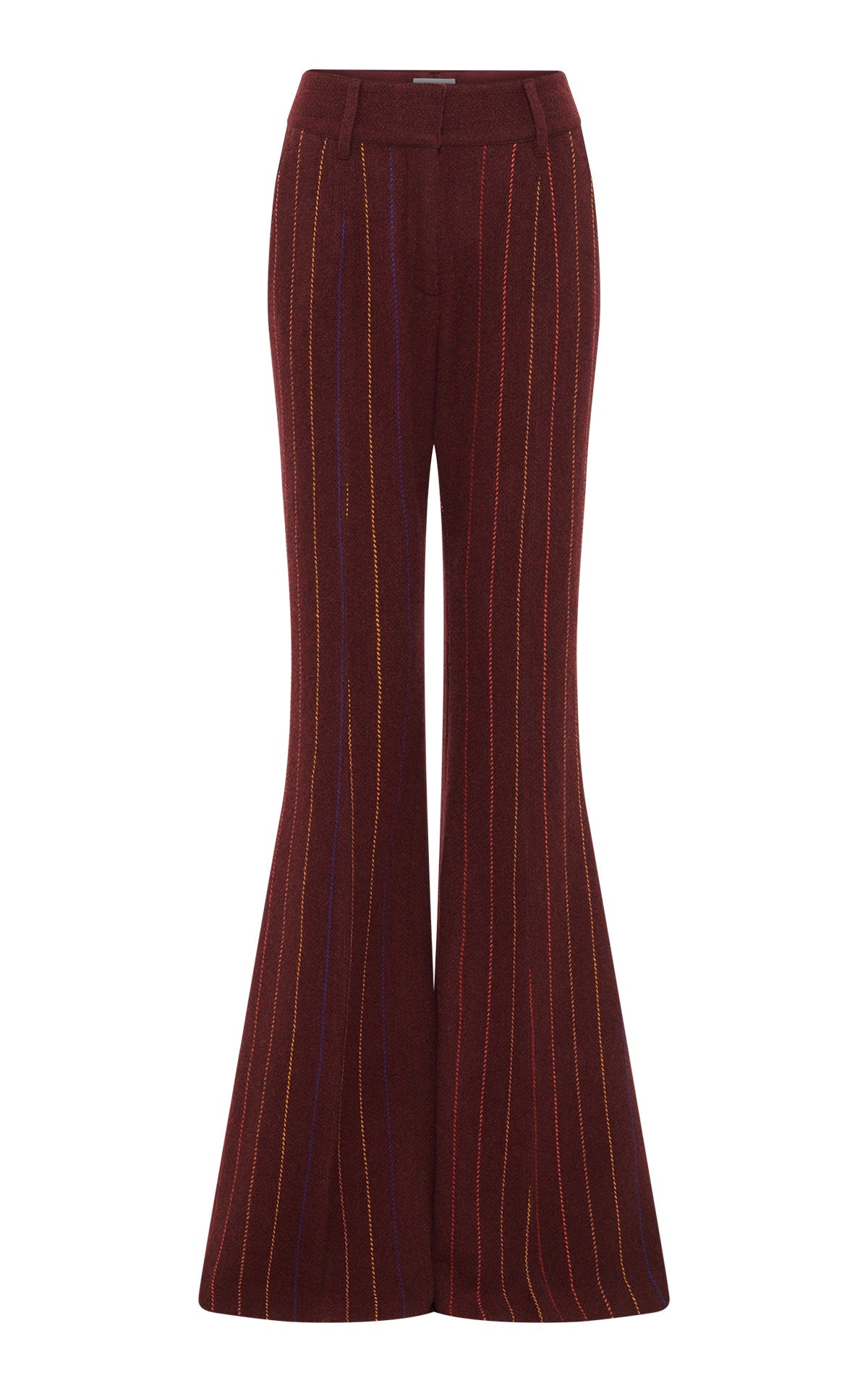 Rhein Pant en terre de sienne brûlée multicolore laine cachemire fines rayures