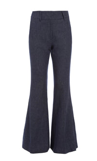 Rhein Pant en bleu marine laine cachemire flanelle
