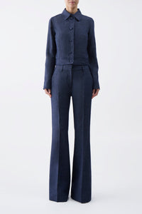 Rhein Pant en bleu marine laine cachemire flanelle