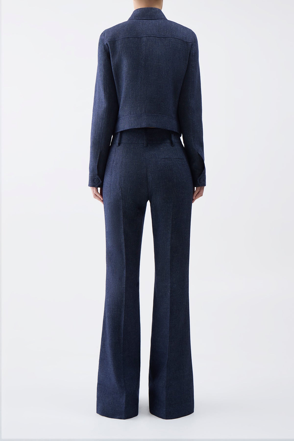 Rhein Pant en bleu marine laine cachemire flanelle