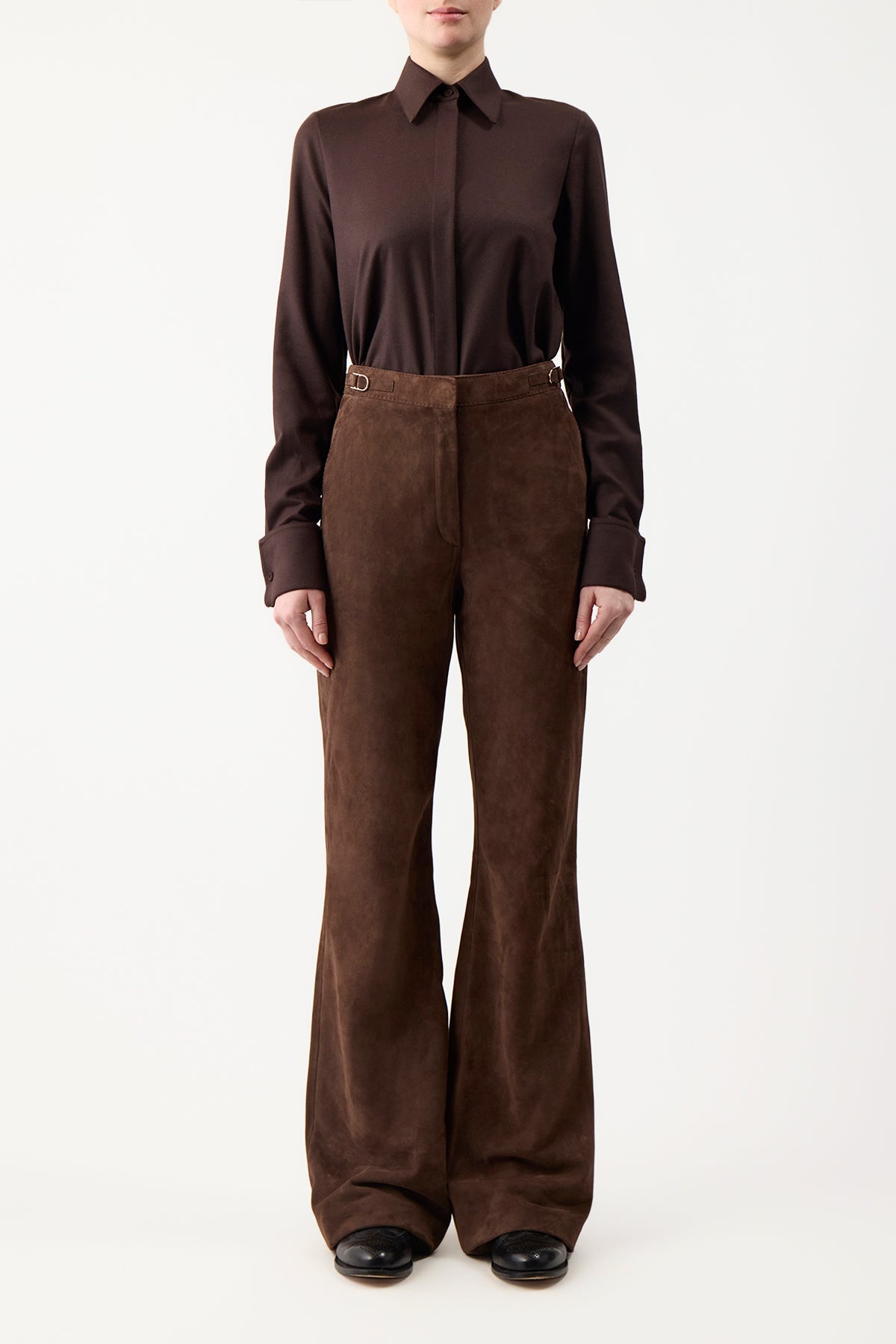 Vesta Pant en chocolat fine cachemire velours côtelé