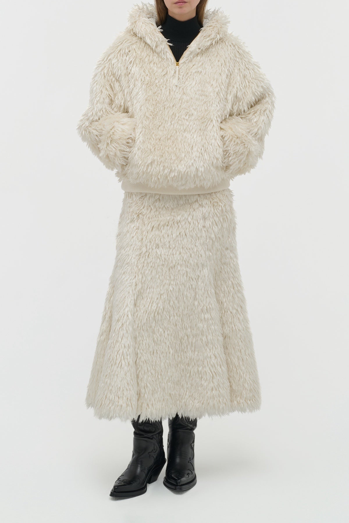 Patterson Skirt en ivoire soie fur
