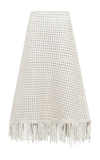 White / Jupe Bennie en cuir - White
