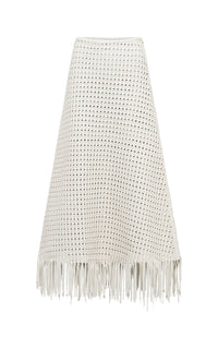 White / Jupe Bennie en cuir - White