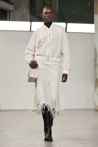 White / Jupe Bennie en cuir - White