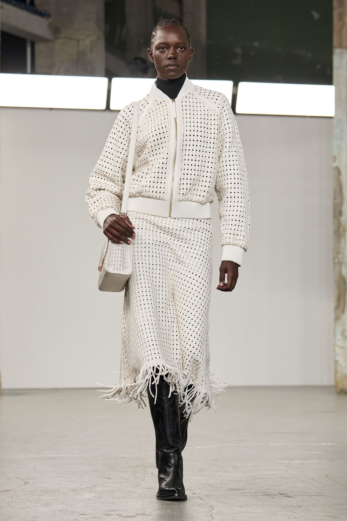 White / Jupe Bennie en cuir - White