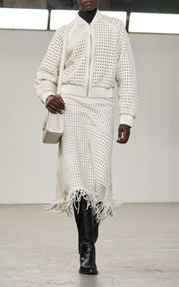 White / Jupe Bennie en cuir - White
