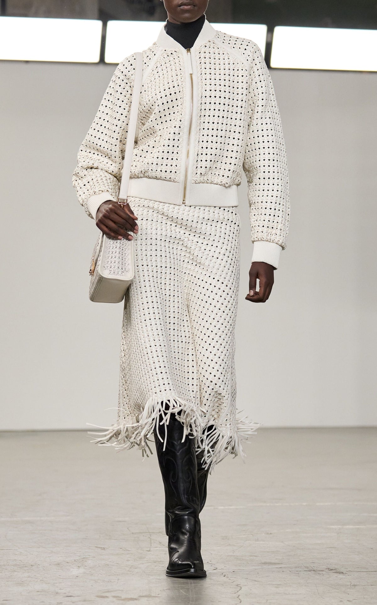 White / Jupe Bennie en cuir - White