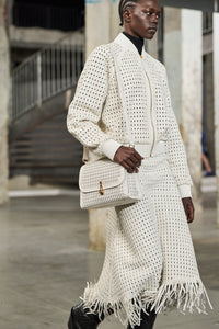 White / Jupe Bennie en cuir - White