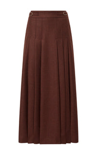 Wesley Skirt en terre de sienne brûlée laine cachemire flanelle