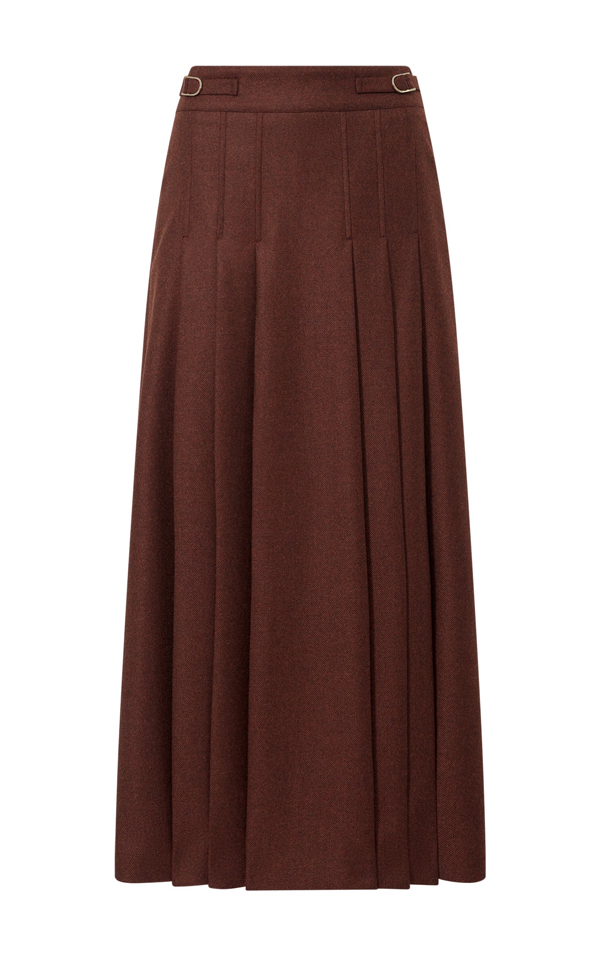 Wesley Skirt en terre de sienne brûlée laine cachemire flanelle