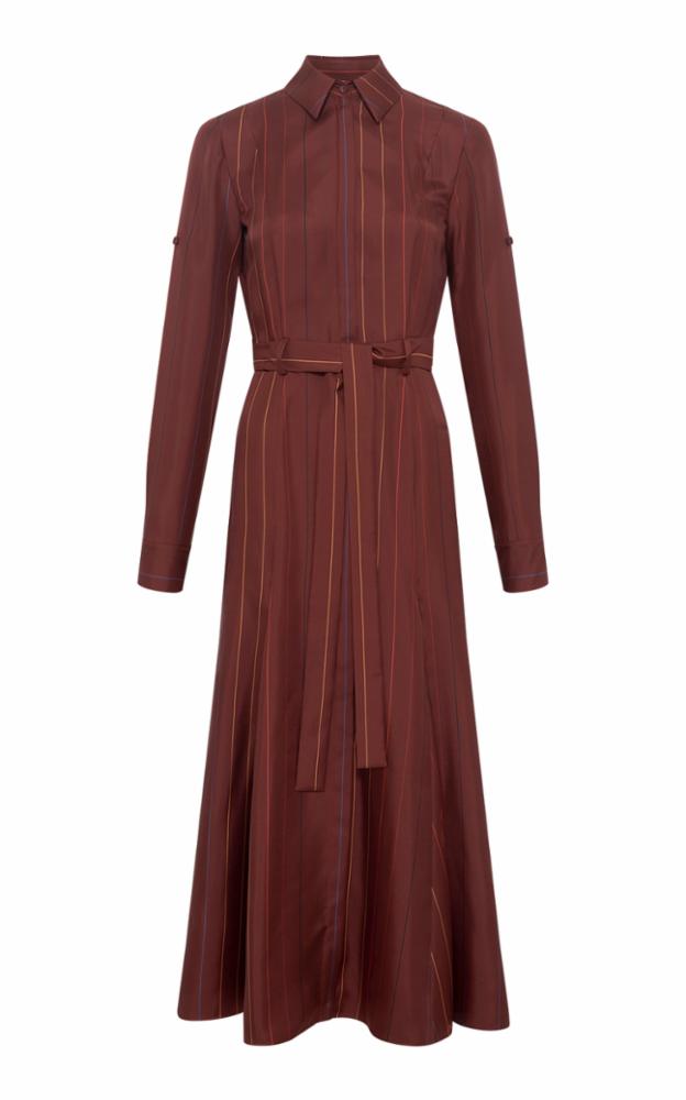 Burnt Sienna Multi / Robe-chemise Galway en soie - Burnt Sienna Multi