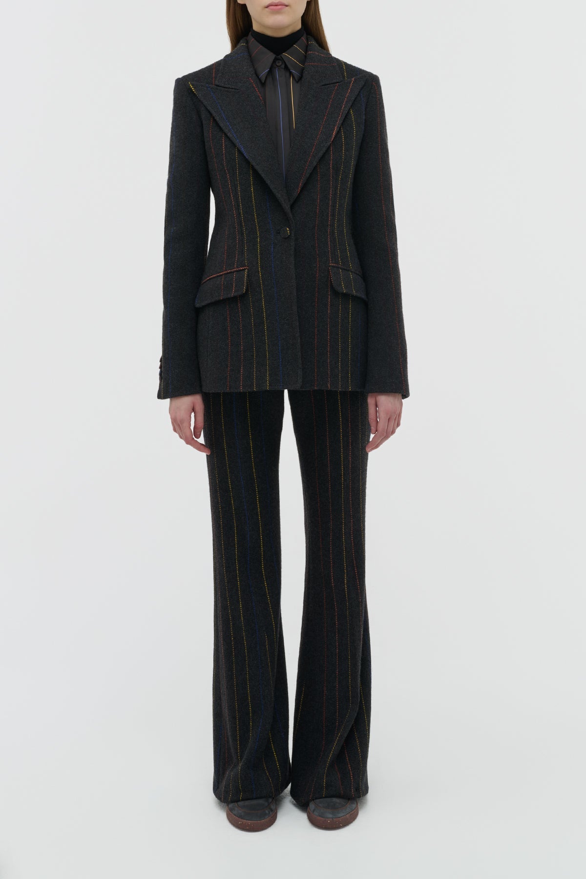 Charcoal Multi / Veste blazer Leiva en laine - Charcoal Multi