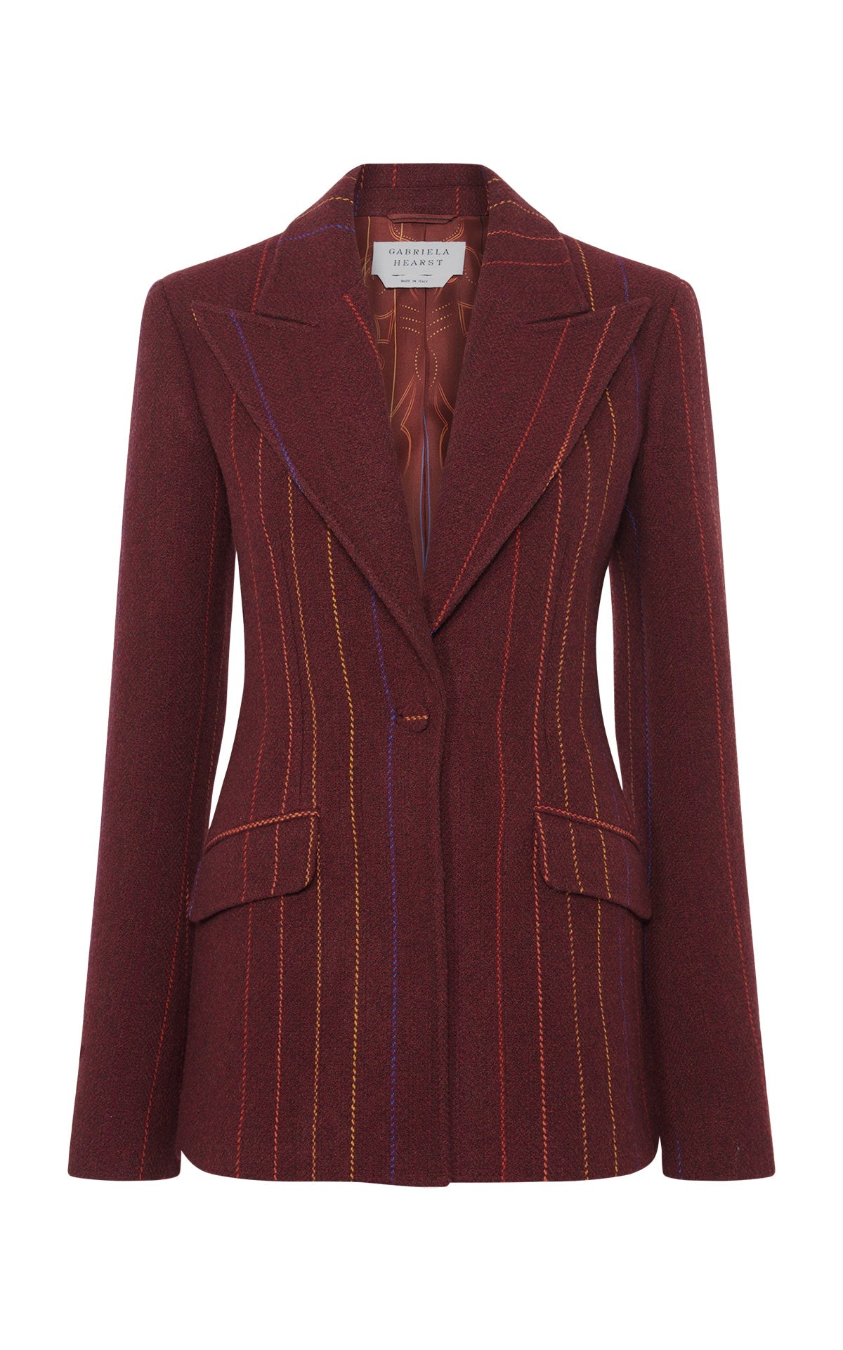 Leiva Blazer en terre de sienne brûlée multicolore laine cachemire fines rayures