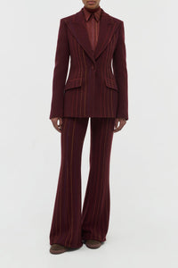 Leiva Blazer en terre de sienne brûlée multicolore laine cachemire fines rayures