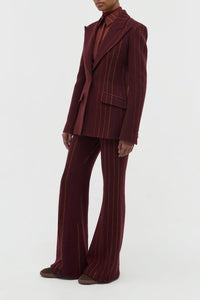 Leiva Blazer en terre de sienne brûlée multicolore laine cachemire fines rayures