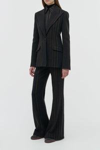 Leiva Blazer en anthracite multicolore laine cachemire fines rayures