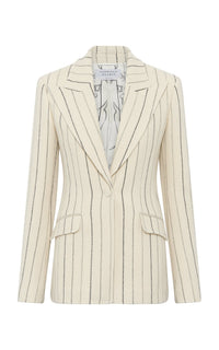 Leiva Blazer en ivoire multicolore laine cachemire fines rayures