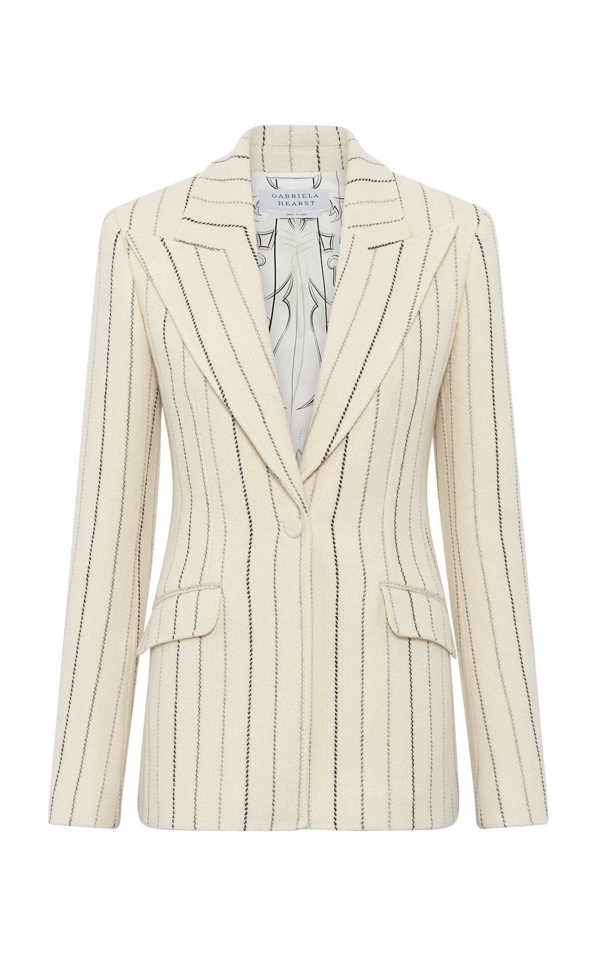 Leiva Blazer en ivoire multicolore laine cachemire fines rayures