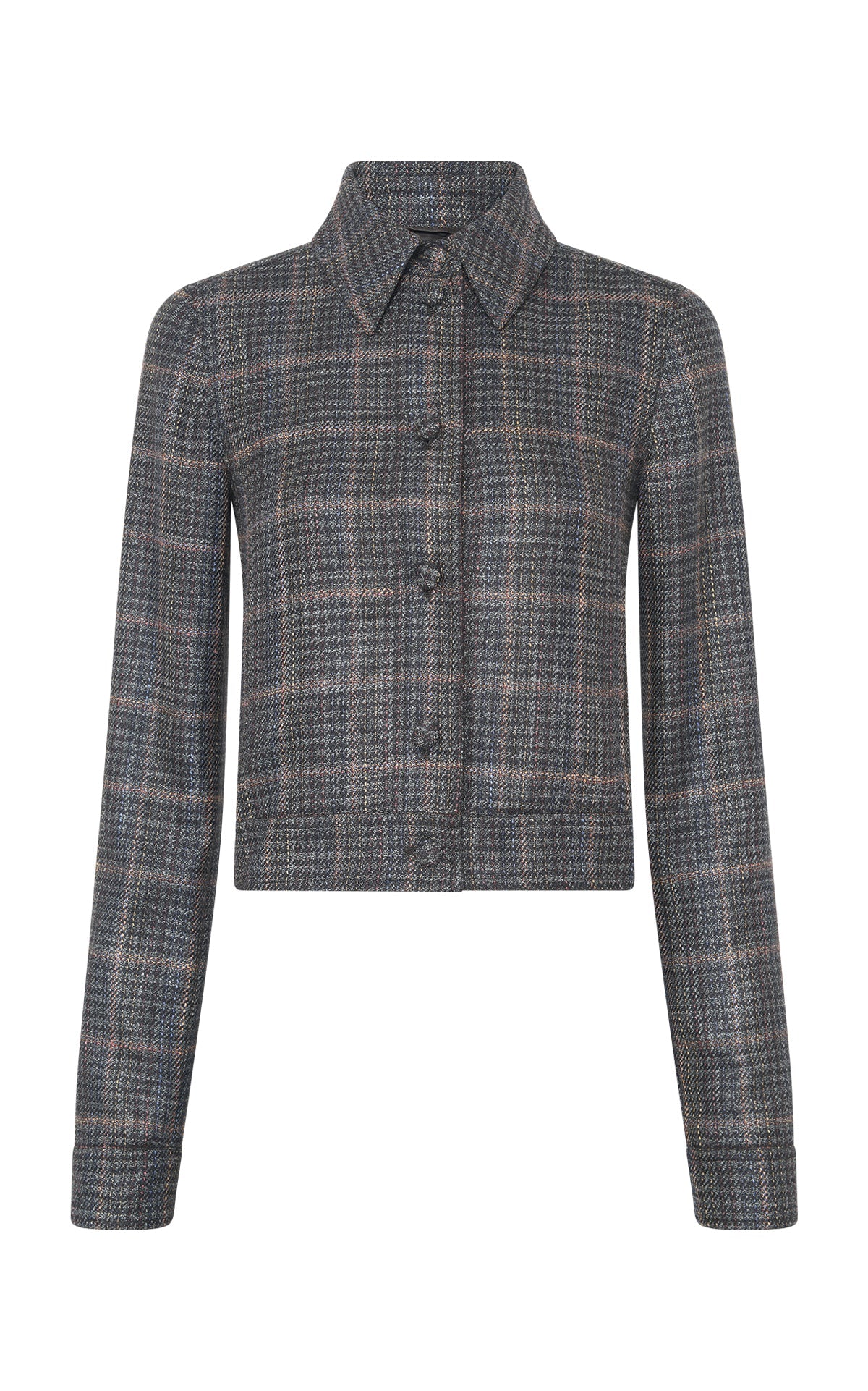 Thereza Jacket en anthracite multicolore laine soie clubcheck tartan