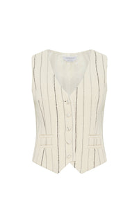 Coleridge Vest en ivoire multicolore laine cachemire fines rayures