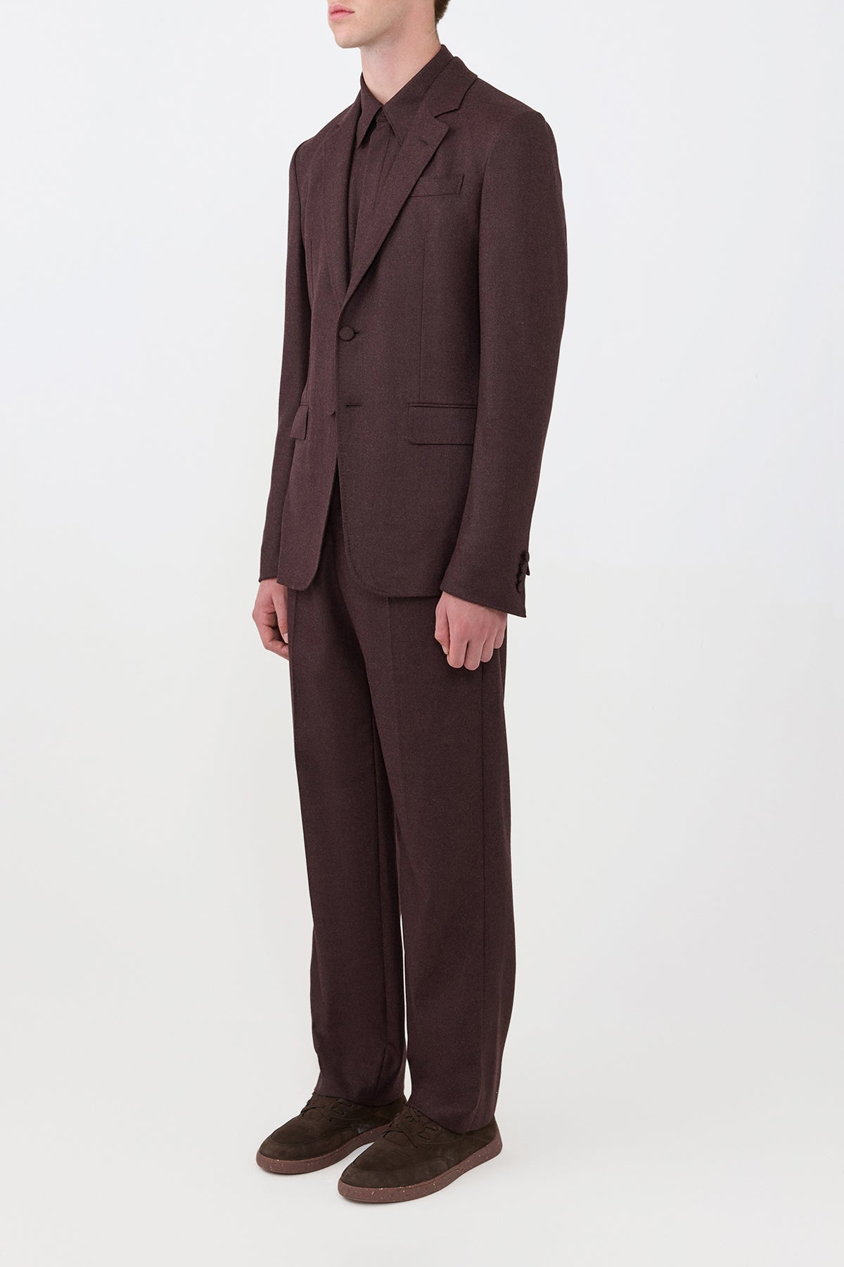 Irving Jacket en terre de sienne brûlée laine cachemire flanelle