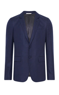 Irving Jacket en bleu marine laine cachemire flanelle