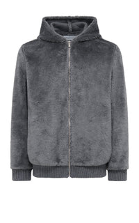 Tom Hoody Jacket en noir cachemire shearling