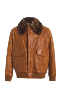 Chocolate / Bomber Grant en cuir - Chocolate