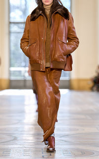 Chocolate / Bomber Grant en cuir - Chocolate