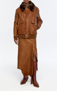 Chocolate / Bomber Grant en cuir - Chocolate