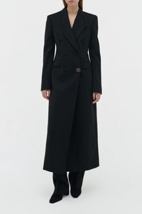 Julien Coat en noir eco soft laine drap de costume