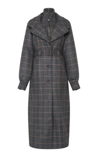 Golding Coat en anthracite multicolore laine soie clubcheck tartan