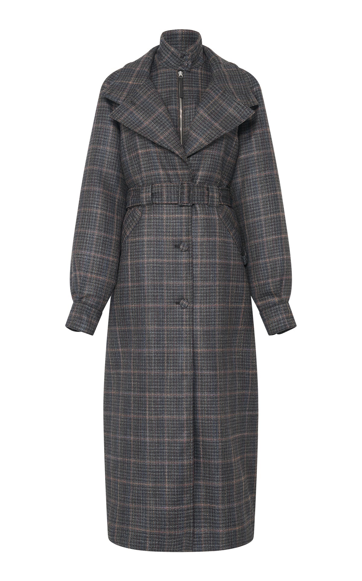 Golding Coat en anthracite multicolore laine soie clubcheck tartan
